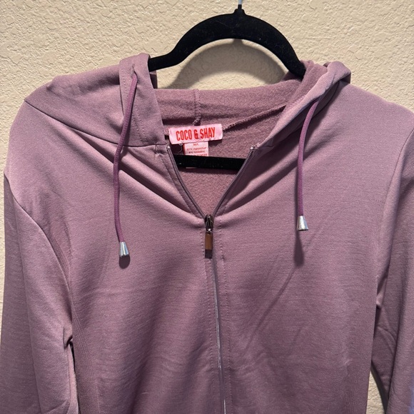 Mauve Zip-Up Fleece Lined Hoodie size M - Picture 2 of 7